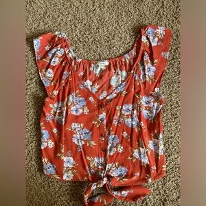 American Eagle Tie Front Button Up Blouse NWOT